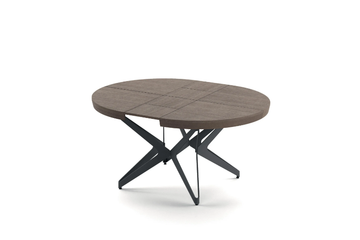 BIG ROUND - Extending round steel and wood table by Ozzio Italia - view 3